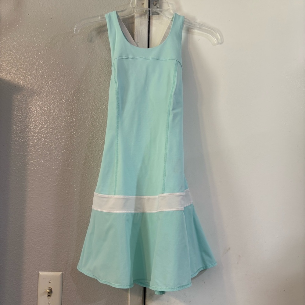Lululemon Hot Hitter Dress Aquamarine Mint Tennis Active Criss Cross Back XS 0 - Picture 3 of 10